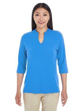 Devon & Jones Ladies' Perfect Fit Tailored Open Neckline French Blue Top